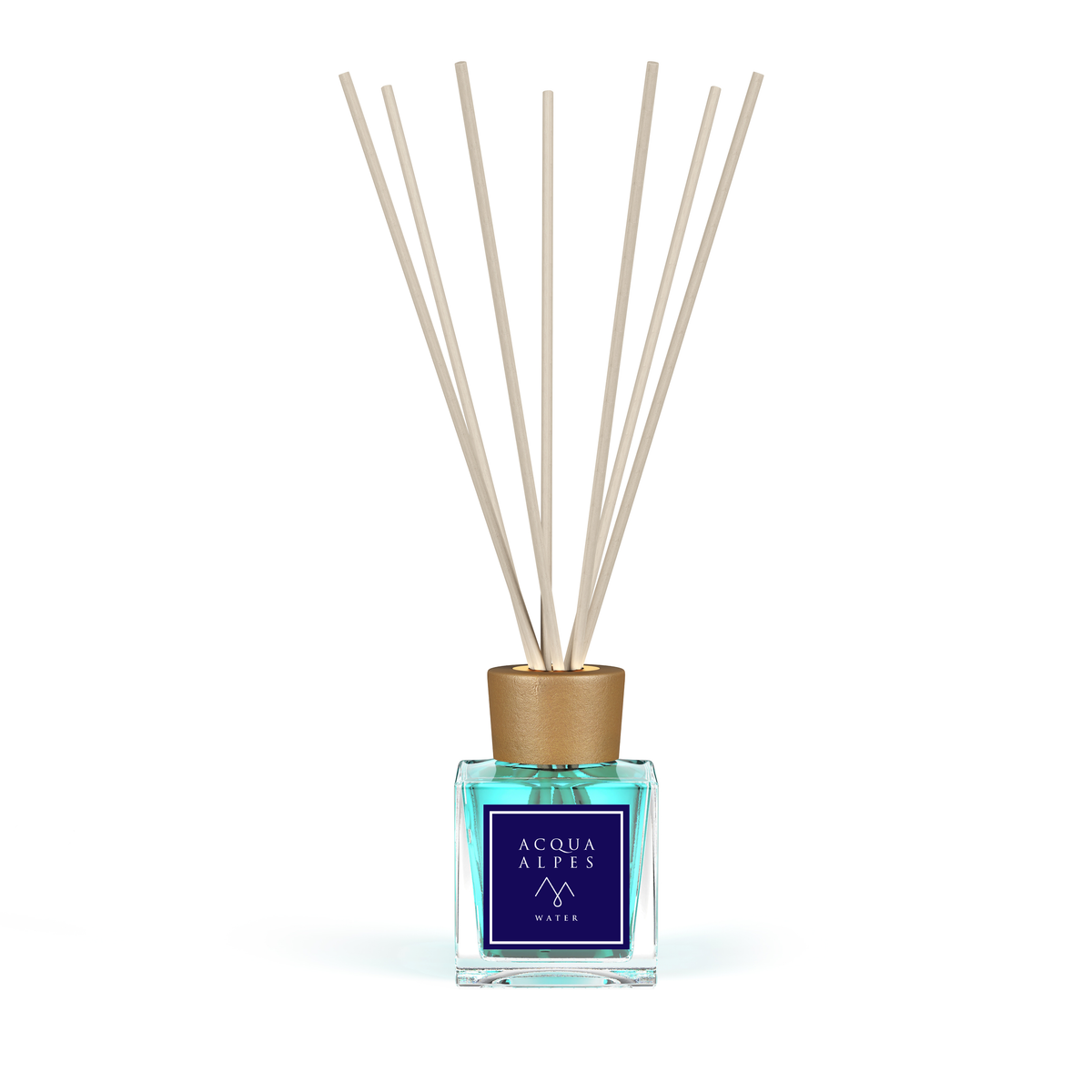 Acqua Alpes عطر منزلي فاخر Water ‏200ml بغطاء ذهبي اللون وعيدان خشبية