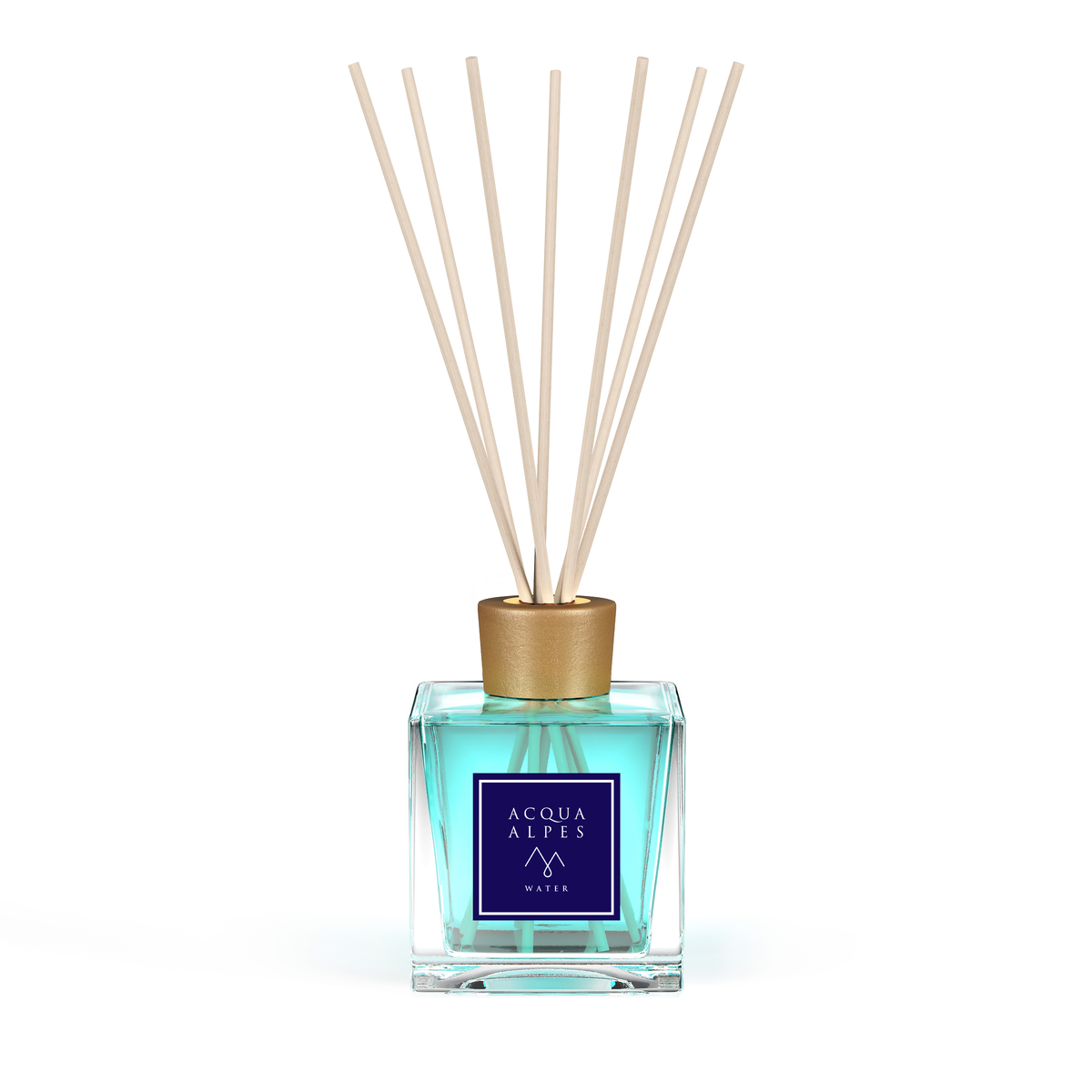 Acqua Alpes عطر منزلي فاخر Water ‏500ml بغطاء ذهبي اللون وعيدان خشبية