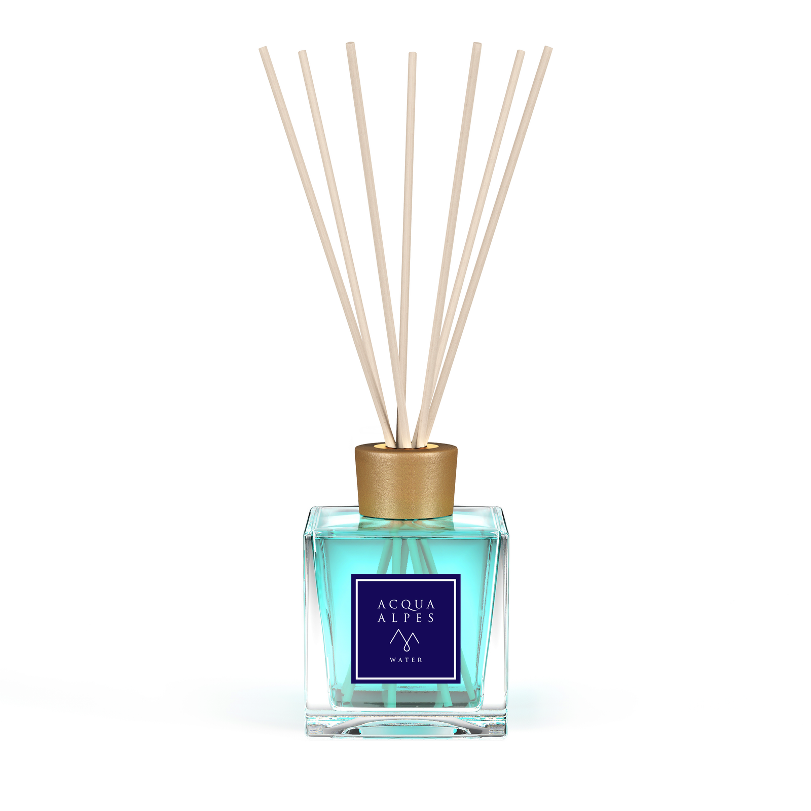 Acqua Alpes عطر منزلي فاخر Water ‏500ml بغطاء ذهبي اللون وعيدان خشبية